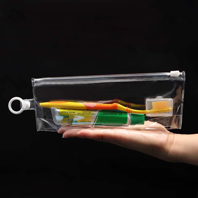 

100pcs Plastic Clear Stroage Bag Portable Travel PVC Gift Bags for Toothbrush Cosmetic Pen Business Packaging Zipper Bag