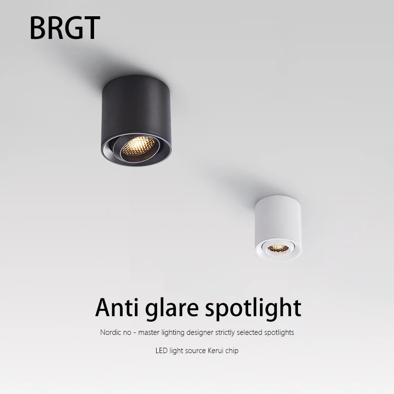 

BRGT Led Spotlights Surface Mounted Ceiling Lamp Honeycomb Anti Glare Downlight White Black COB Foco Spot 110 220V For Home Room