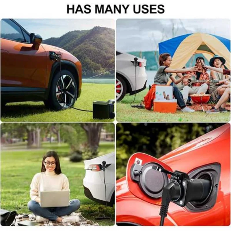 A98M GBT V2L Discharger EV Conversion Socket Energy Electric Vehicle Discharge Adapter EU Plug For Camping 220V Not For Charging