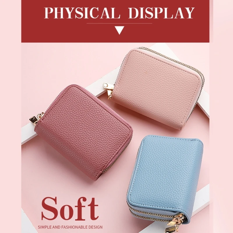 Compact and Stylish Double layer Card Holder with Zipper Closure for Women Men