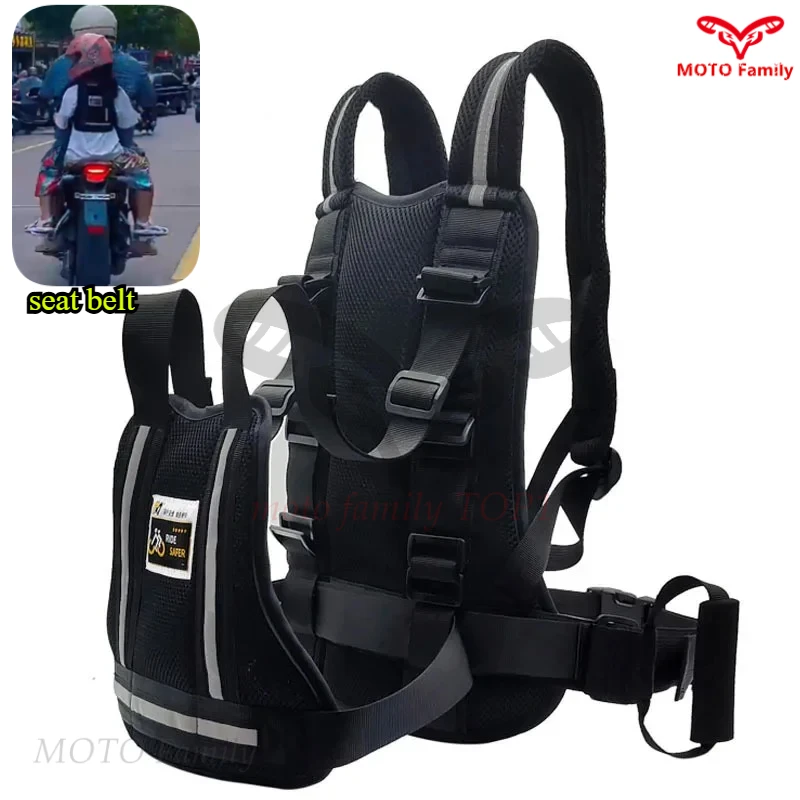 Child Reflective Rear Seat Grab Handle Strap Motorcycle Breathable Harness Anti-Drop Motorcycle Safety Belt for Kids seat belts
