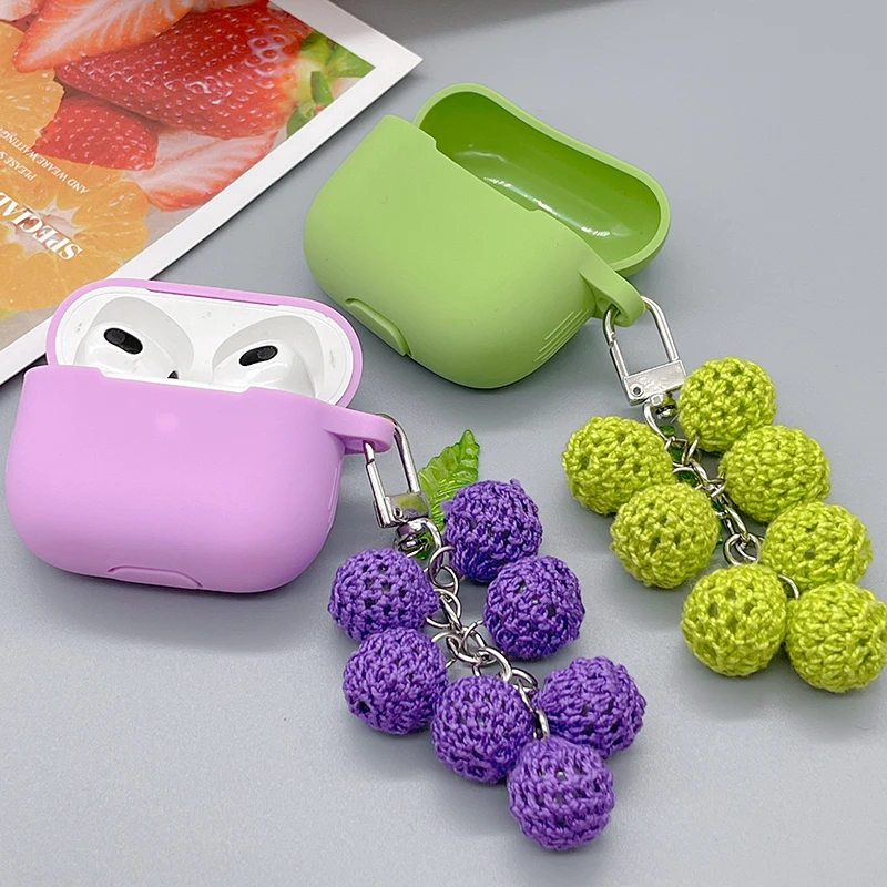 インかわいいミンク毛玉キーホルダーapple airpods 3ケースカバーのための液状シリコーンソフトイヤホンケースairpods 1 2プロカバーボックス