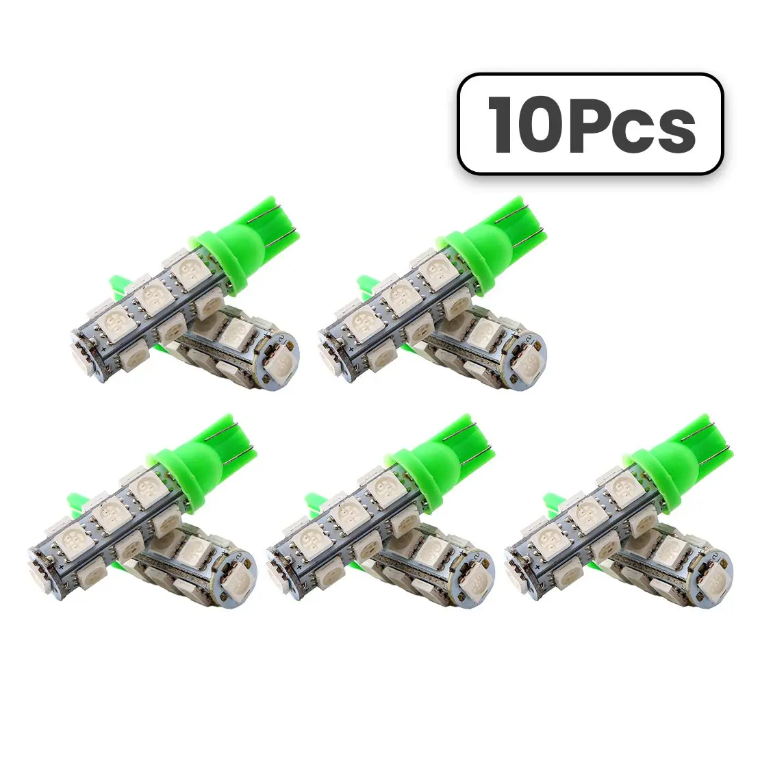 10Pcs T10 5050 W5W 13SMD LED Light Lamp Bulb 12V 5W for RV Camper Car 193 194 2821 921 922 158 160 161 161B 168 168A 912 Green