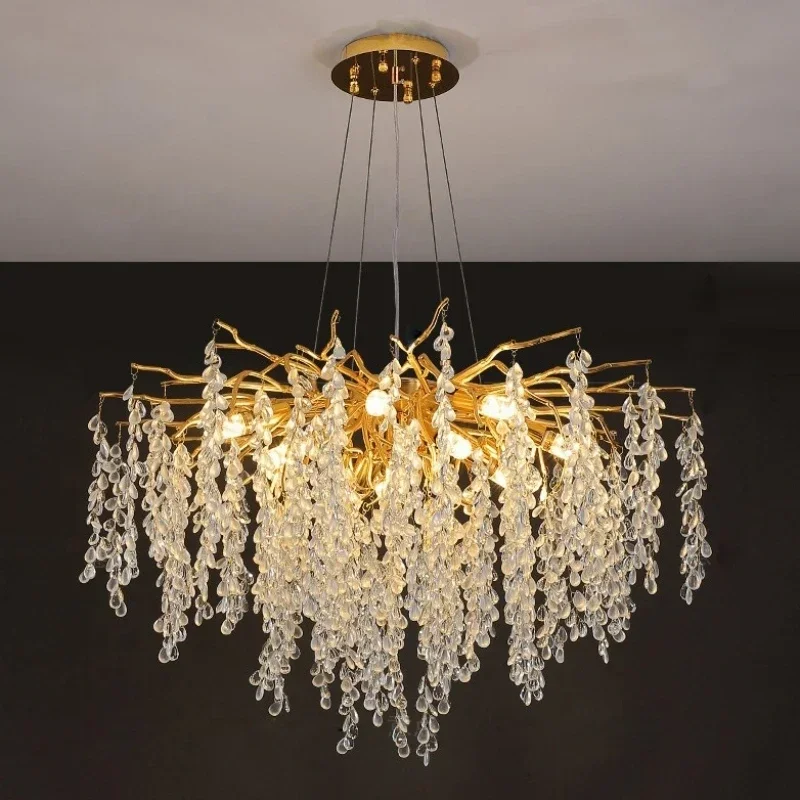 

Home Decor Grape Crystal Led Pendant Lights Modern Foyer Suspend Lamp Fixture Luxury G9 Hanging Lamp Lustre Gold Led Luminarias