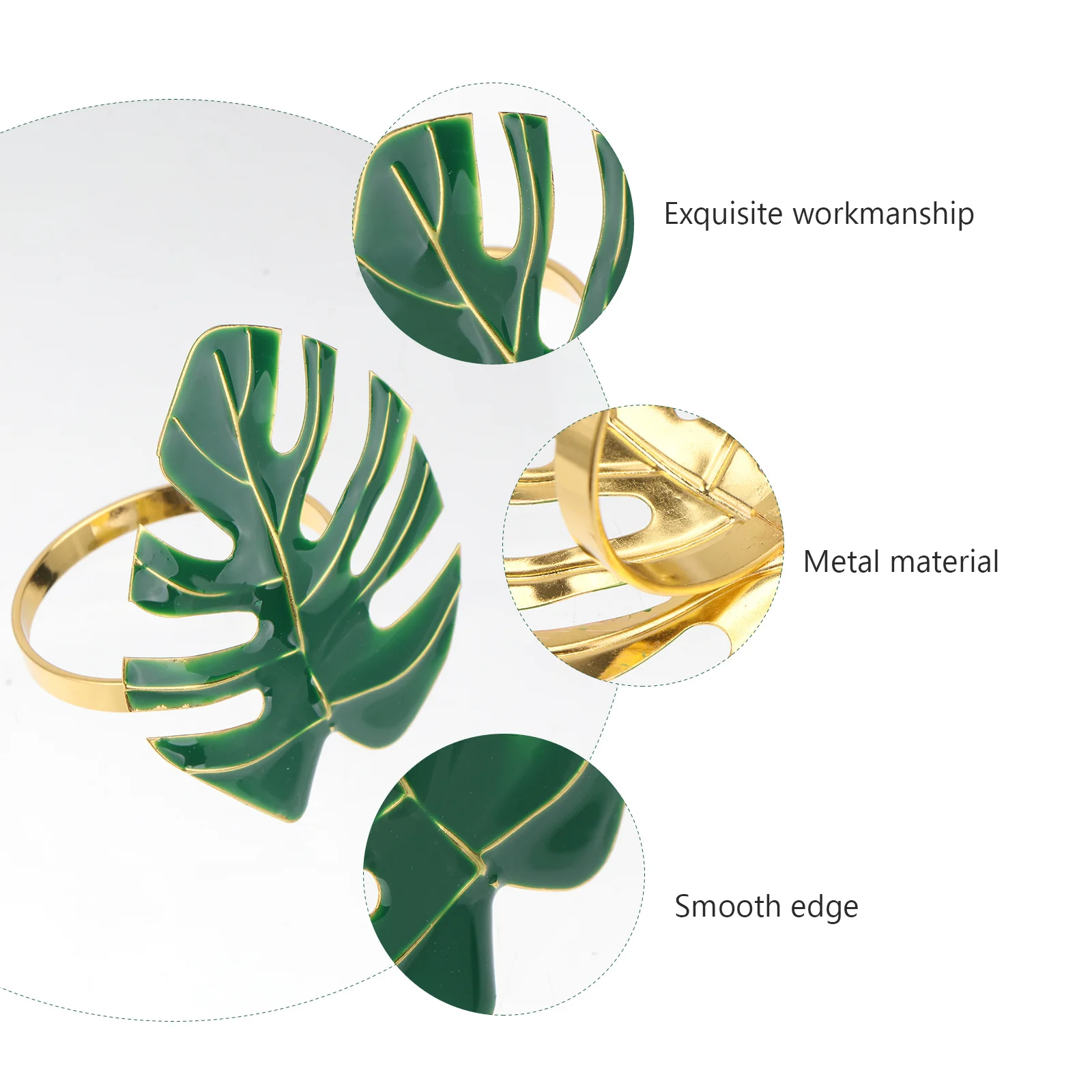 

4pcs Leaf Premium Alloy Dinner Holder Modern Banquet Table Decoration Party Napkin Clasp Party Napkin Holder Green