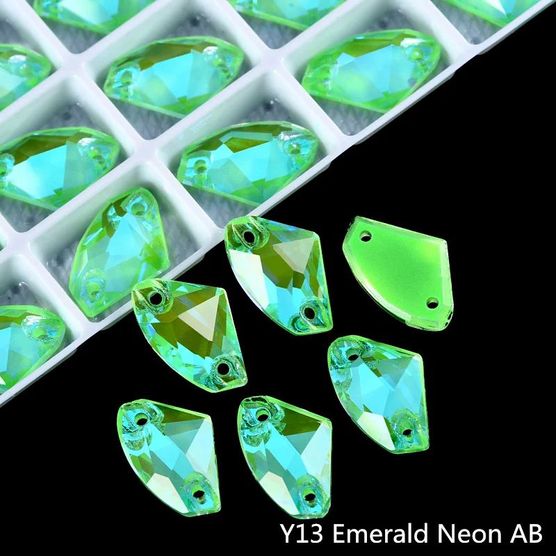 OLeeya Galactic Axe Hochwertige Neon K9 Glas-Kristall-Nähsteine, flache Rückseite, abgeschrägte Kanten, zum Aufnähen, für Kleidung, Taschen – Detail 8