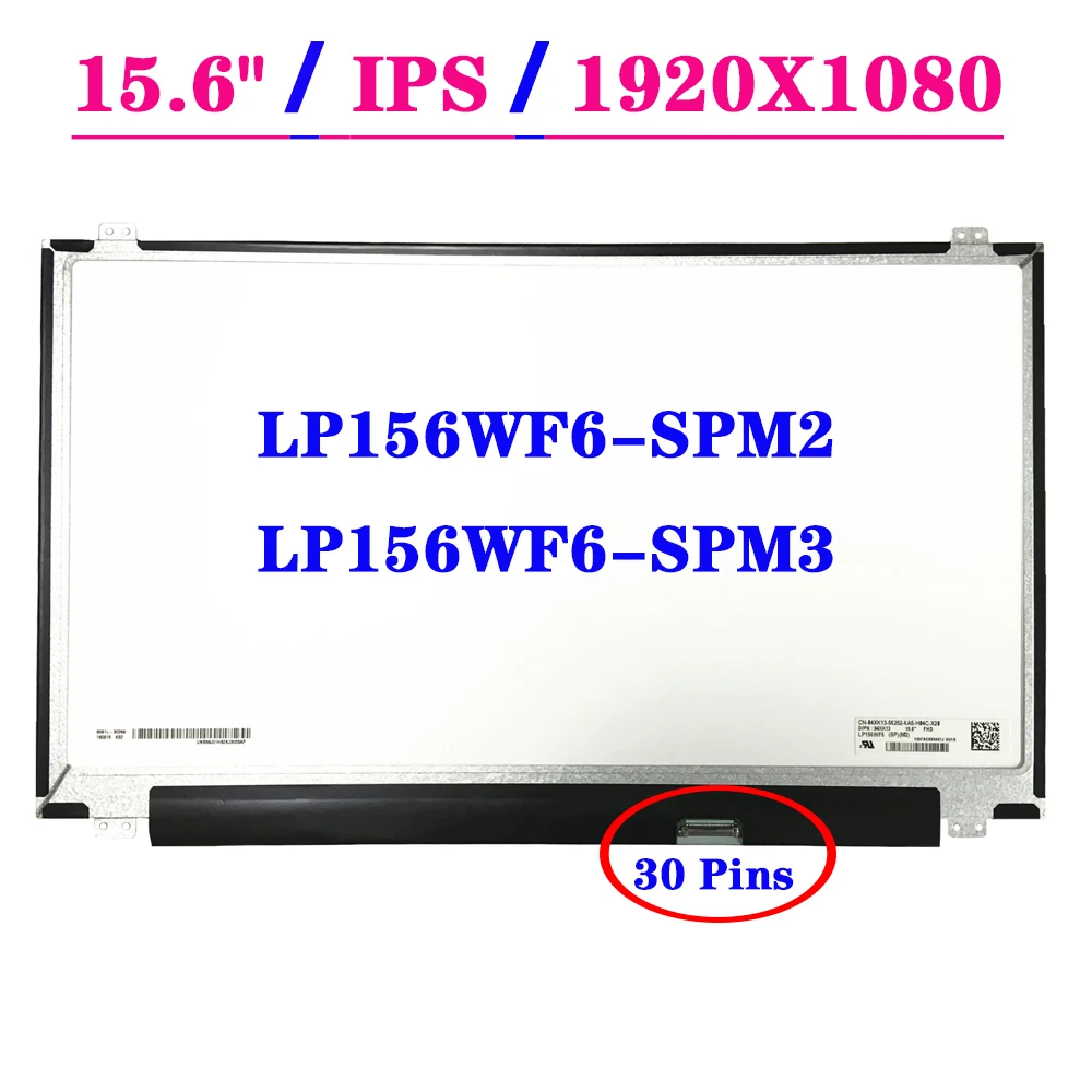 For DELL Inspiron 7567 P65F LCD Screen LP156WF6-SPM3 LP156WF6-SPM2 IPS 30 Pins FHD 1920X1080 Laptop Display Panel