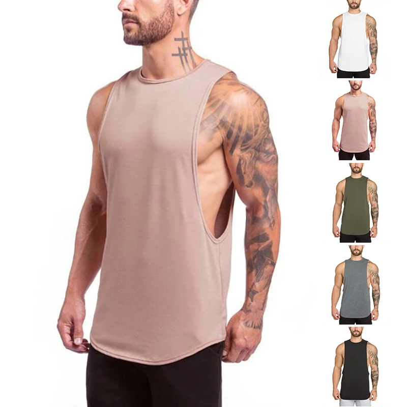 

Brand gym clothing cotton singlets canotte bodybuilding stringer tank top men fitness shirt muscle guys sleeveless vest Tanktop