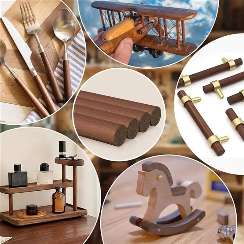 AS94-16Pcs Walnut Wooden Dowel Rods 3/4 X 12 Inch Wooden Dowel Rods Unfinished Round Sticks Wood Sticks For Crafts