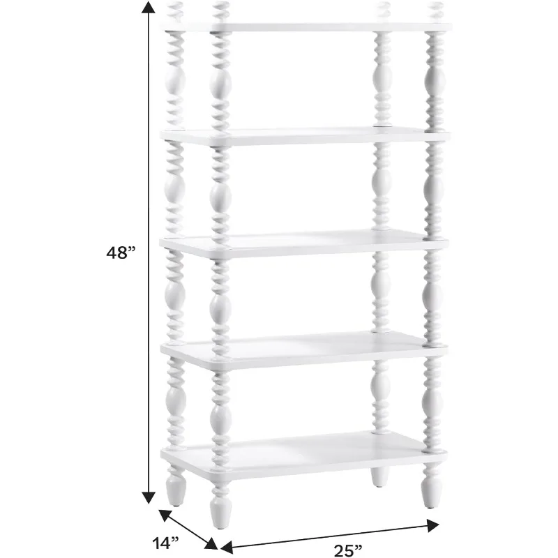 خزانة كتب خشبية تقليدية ممتازة للأطفال من Edison EZ Assembly، رف كتب حديث للمزرعة، 5 أرفف مغزل مفتوحة، خشب قصير