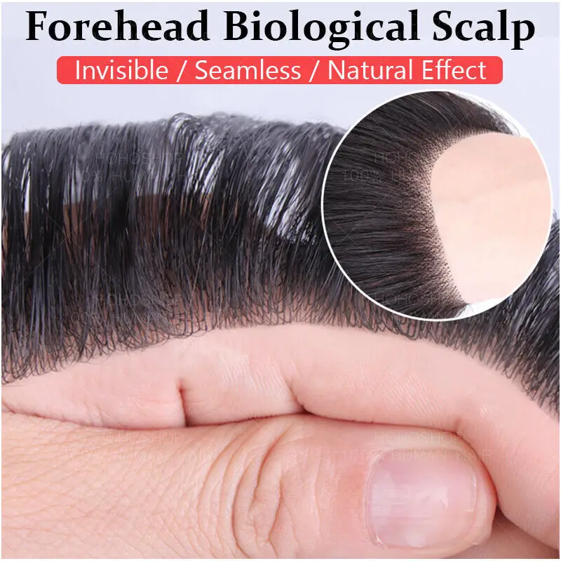 Thin Skin PU 0.05-0.14mm V Loop Men Capillary Prosthesis V Front Style Men Toupee Human Hair Wigs Male Wig Natural Wig For Men