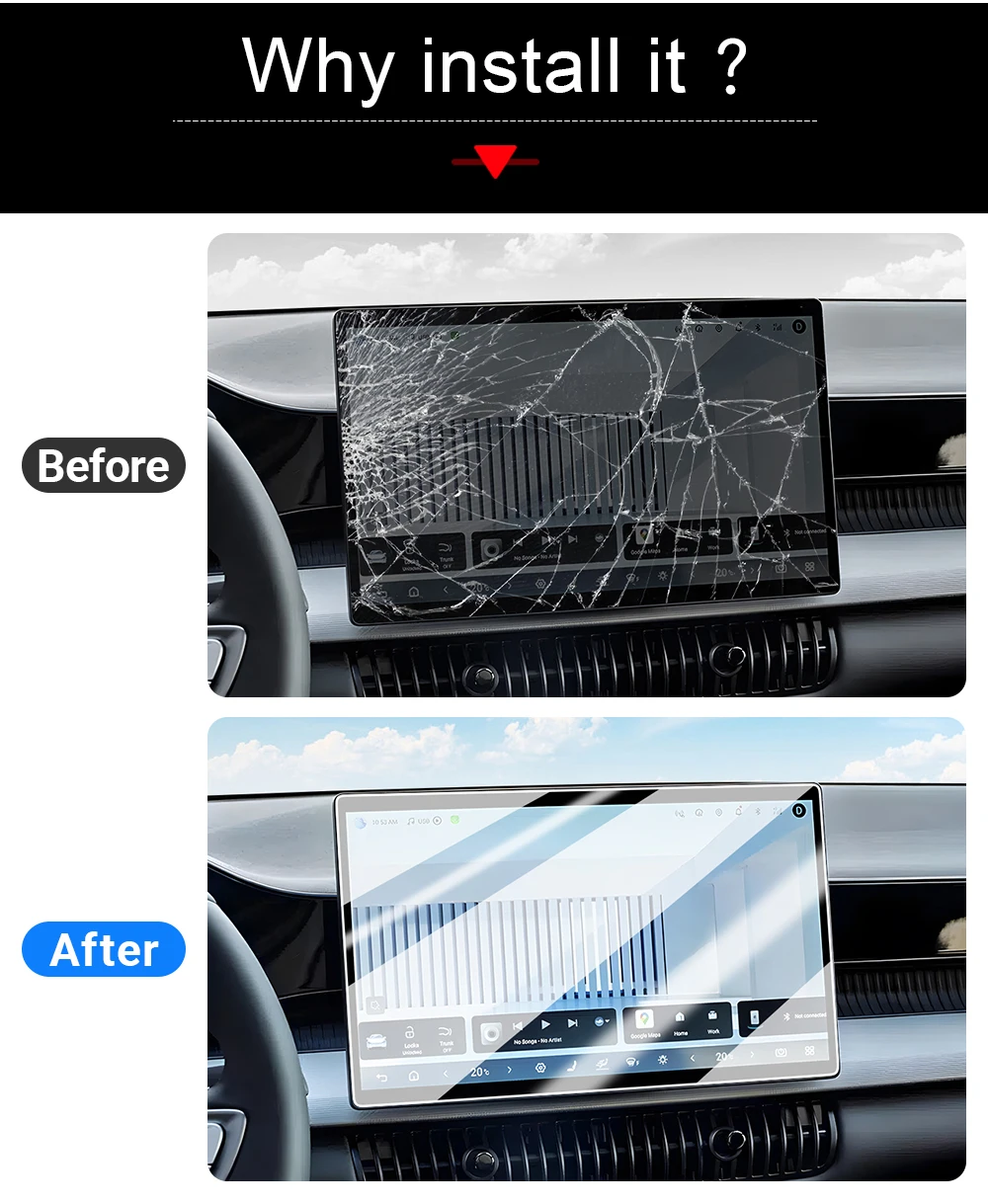 Für BYD Dolphin G DM-i 2026 2027 10,1/12,8 Zoll gehärtete Schutzfolie für Auto-GPS-Navigationsdisplay, Zubehör. – Detail 3