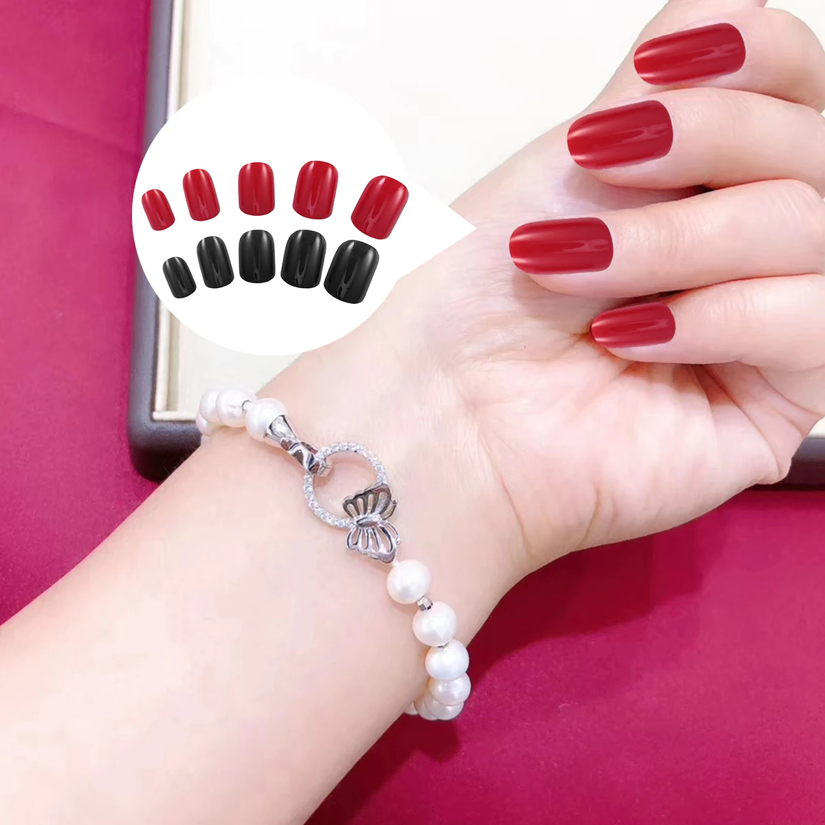 

24pcs False Nails Stickers Art Fake Patch Women Tips Manicure Decal Durable Perfect Length Wedding Prom Halloween Christmas