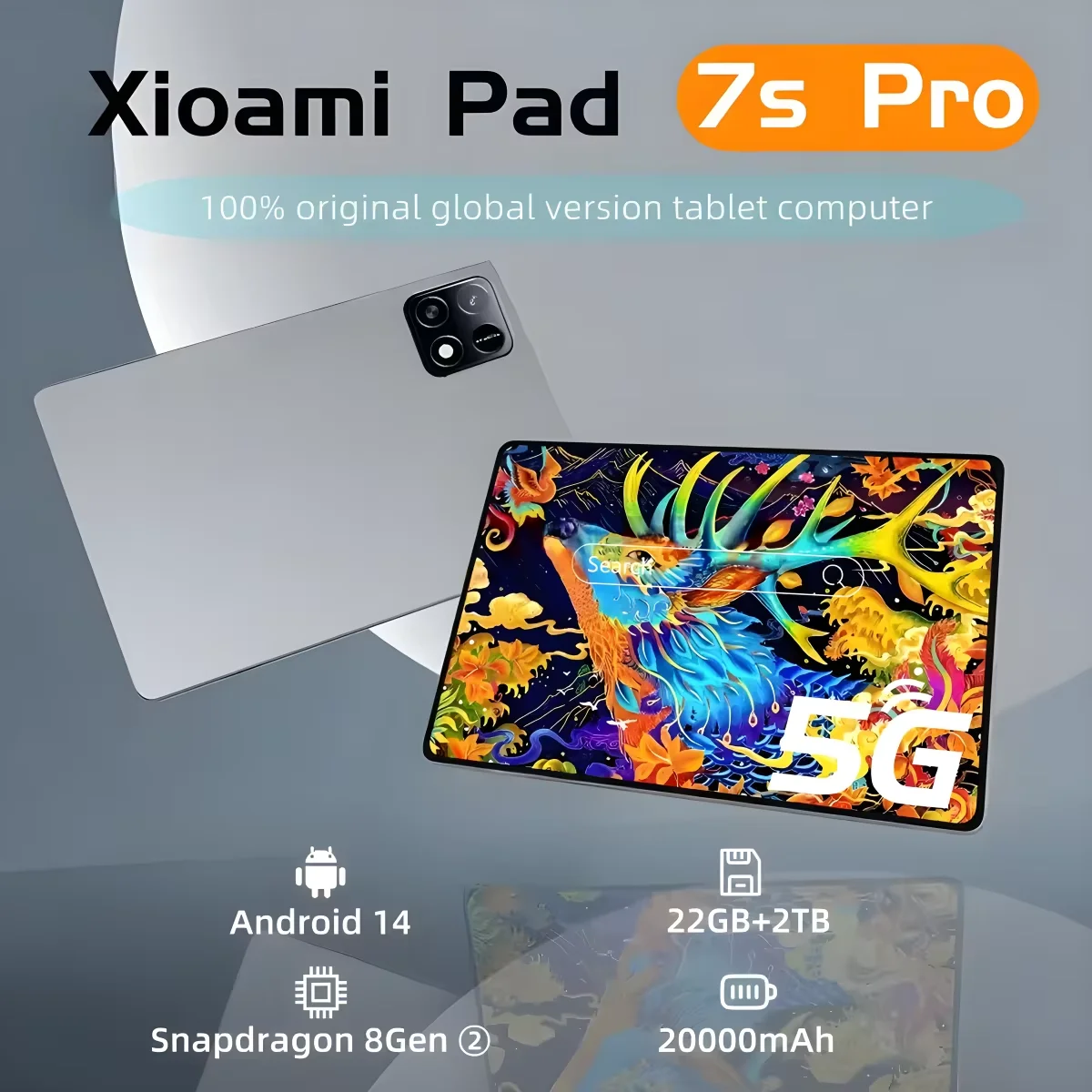 

New Tablet PC Pad 7S Pro Android 14 11inch HD 4K Original Global Version 22GB+2TB Snapdragon 8 Gen 2 GPS 5G Dual SIM Card WiFi