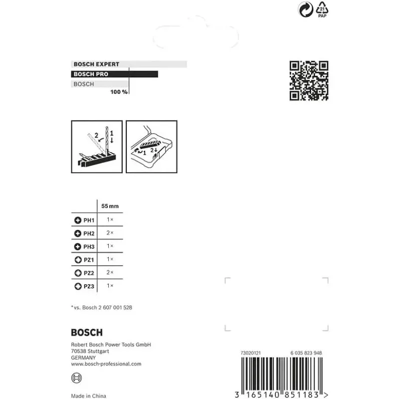 BOSCH 2608522328 Professional 8pcs Screwdriver Bit Set With Impact Control T/PZ/PH Bits Impact Drill Accessory Bosch Accessories
