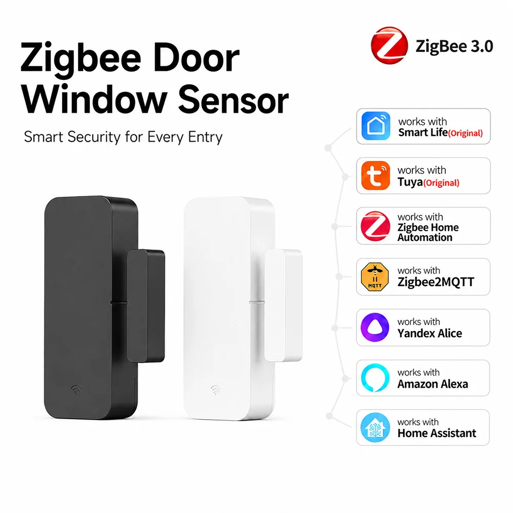Tuya Zigbee Door Sensor Window Sensor Tuya Zigbee Require Work with Yandex Zigbee2MQTT ZHA Alexa SmartLife