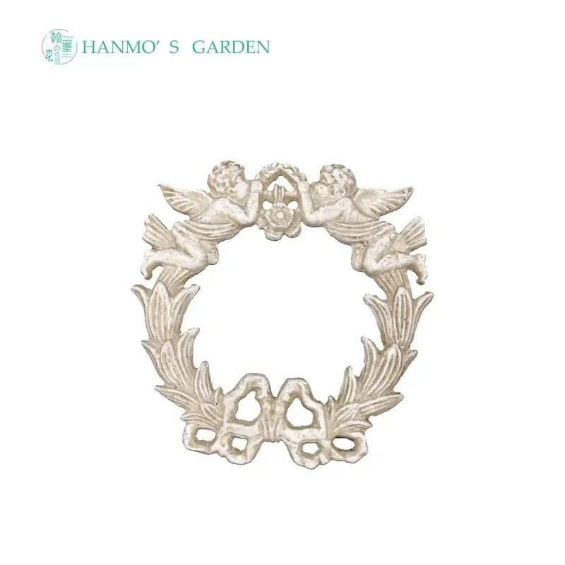 Gardens of Hanmo Double Angel Wreath Cast Iron Wall Decor Vintage Hanging Ornament for Home Garden Door Window Decoration