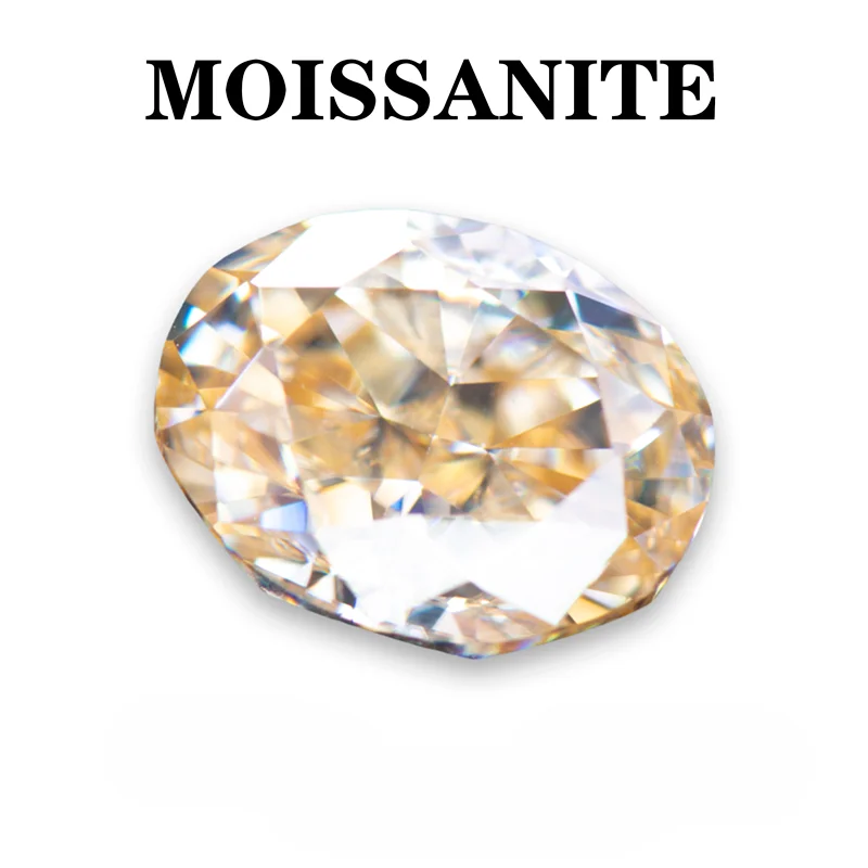 

Moissanite Stone Natural Champagne Color Oval Cut for Jewelry Making DIY Ring Necklace Earrings Main Materials with Certificate