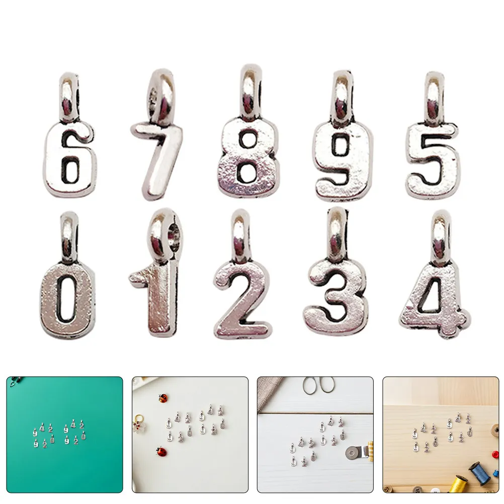 

100Pcs Loose Beads Charms Alloy Number Figures Pendants for Craft Jewelry DIY Earring Bracelet Keyring Ornament Making Supplies
