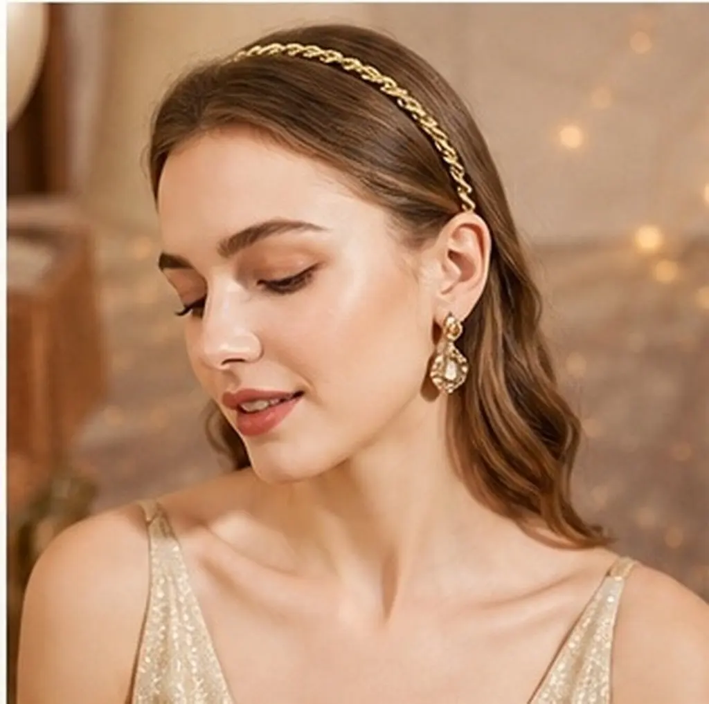 2 Pcs Headbands Women Chain for Fancy Gold Hair Accessories Metal Women's Headpiece Silver