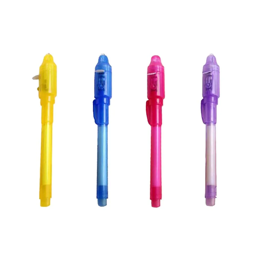 

4 Pcs UV Pen Invisible Ink Marker Security Highlighter Write T Shirts Paper Anti Counterfeit Currency Check Portable Fun