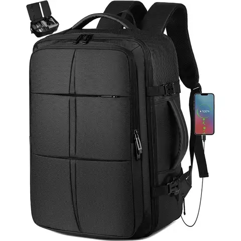 대형 배낭 비행 승인 방수 비즈니스 주말 여행 가방, 대형 배낭, 17.3 인치 노트북에 적합, 40L
