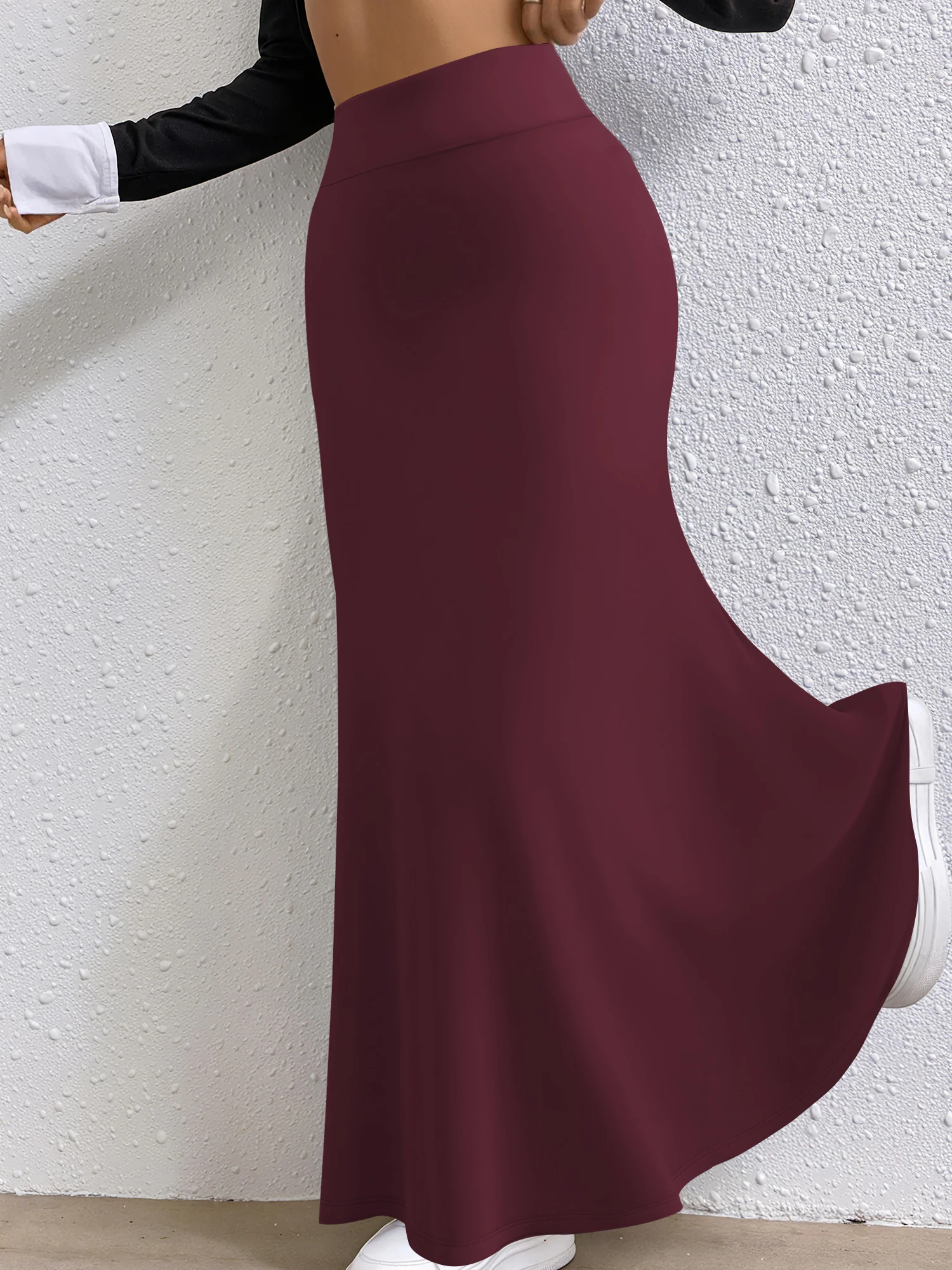 

Hourglass Figure Boost! High Waist Flowy Maxi Skirt, Mermaid Hem, Stretchy Fabric, Defines Waist & Hips, Slimming Effect