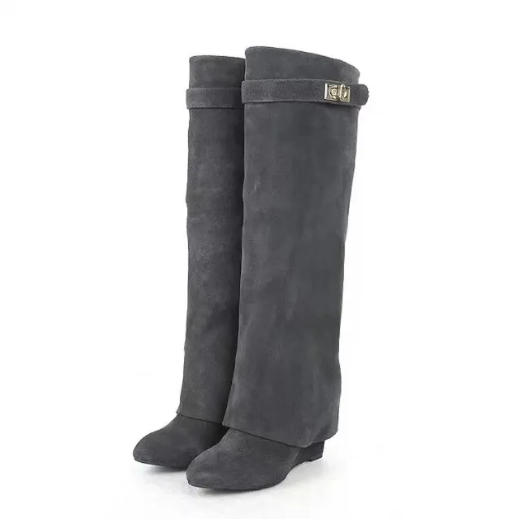 

2025 Autumn and Winter New Over The Knee Women's Boots Pointed Pleated Fashionable Long Boots for Women's Short Boots