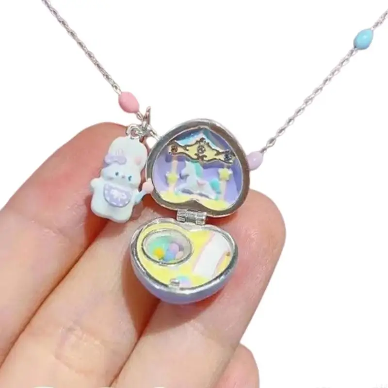 U4LF Einstellbare Kaninchen Herz Halsband Zu Öffnende Halskette Süße Schlüsselbein Kette Schmuck