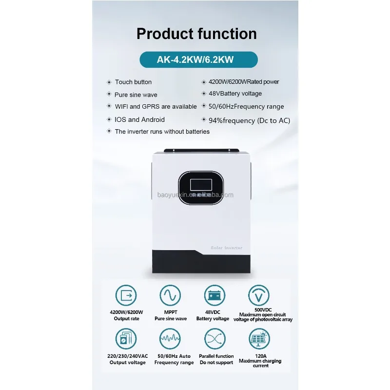 3KW-14KW 24V 48V Hybrid Solar Inverter High Adaptation Africa Market Car Solar Power Equipment
