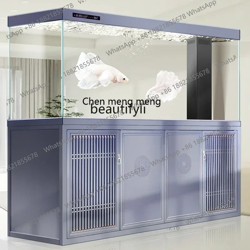 cn8617 ssNew Light Luxury New Chinese Bottom Filter Change Water Aquarium Large Living Room Home New Screen Floor