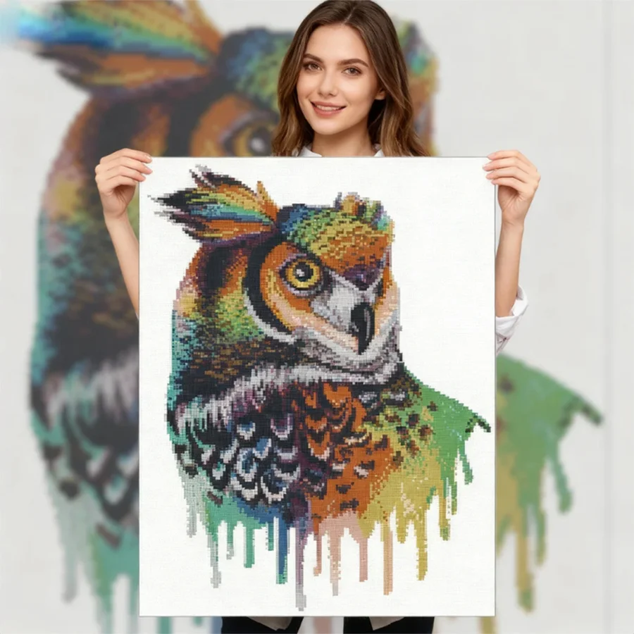 

2026 Новый стиль, холст с принтом совы, 11CT, коллекция вышивки крестиком, рукоделие, рукоделие, шитье, подарок, дизайн