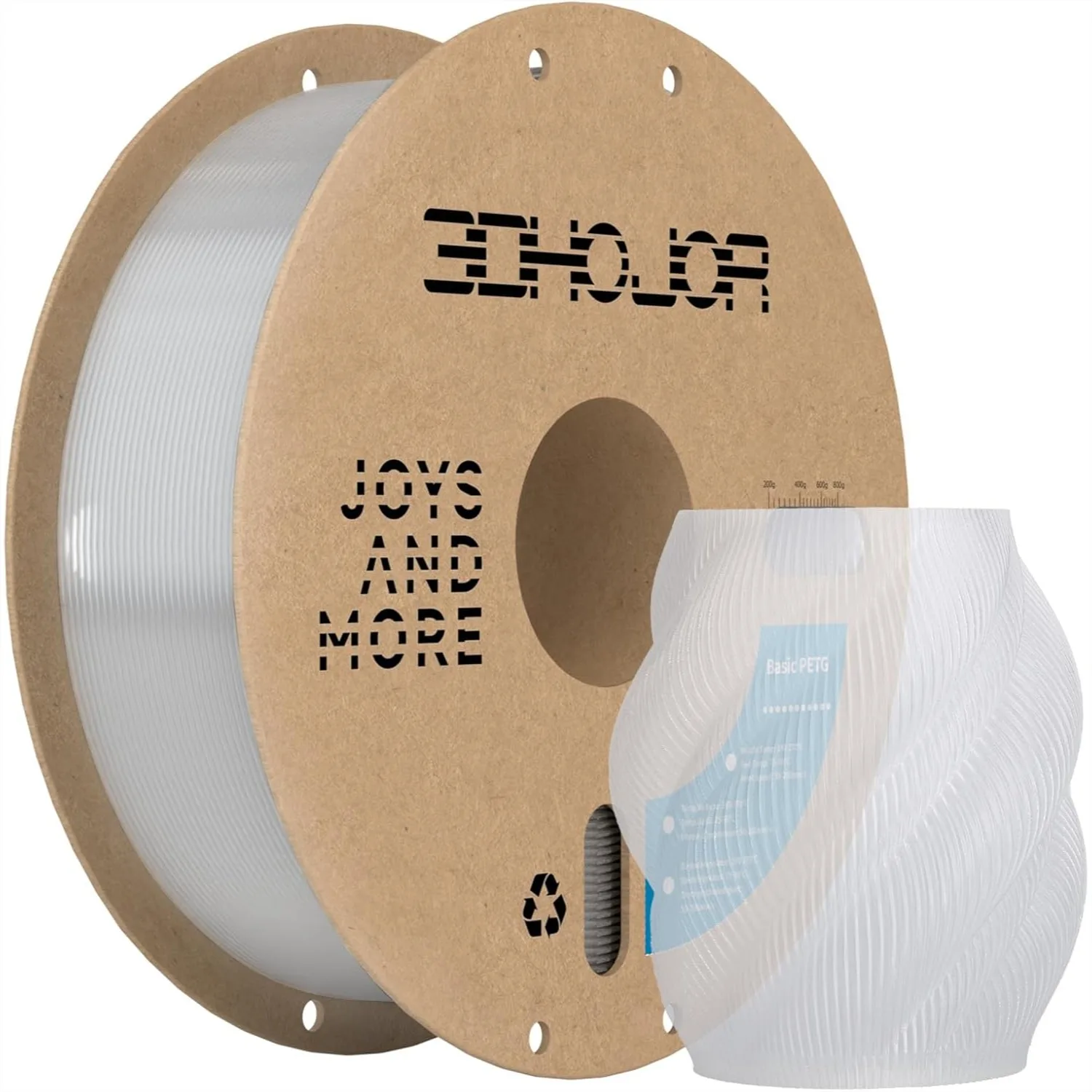 

Clear PETG Filament 1.75mm 2.2 LBS (1KG) Cardboard Spool for FDM 3D Printers, Toughness Enhanced