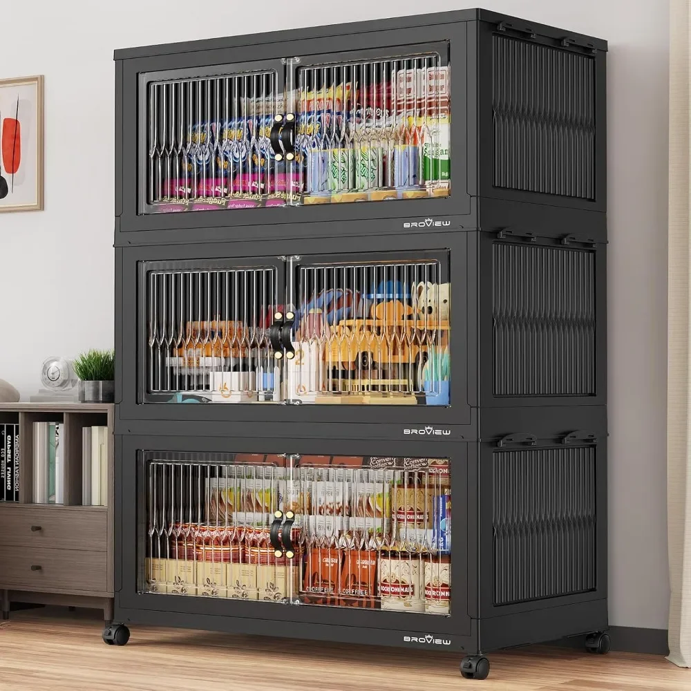 

Extra Large Stackable Storage Bins with Lid, Plastic Closet Organizer and Storage Drawer, Collapsible Storage Box