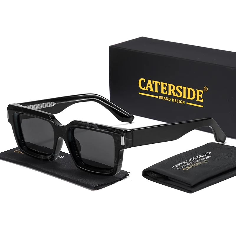 CATERSIDE Neue Retro Herren-Sonnenbrille Hochwertige Quadratische Sonnenbrille mit Dickem Rahmen Damen Outdoor-Reise-Fahrbrille UV400 – Detail 8