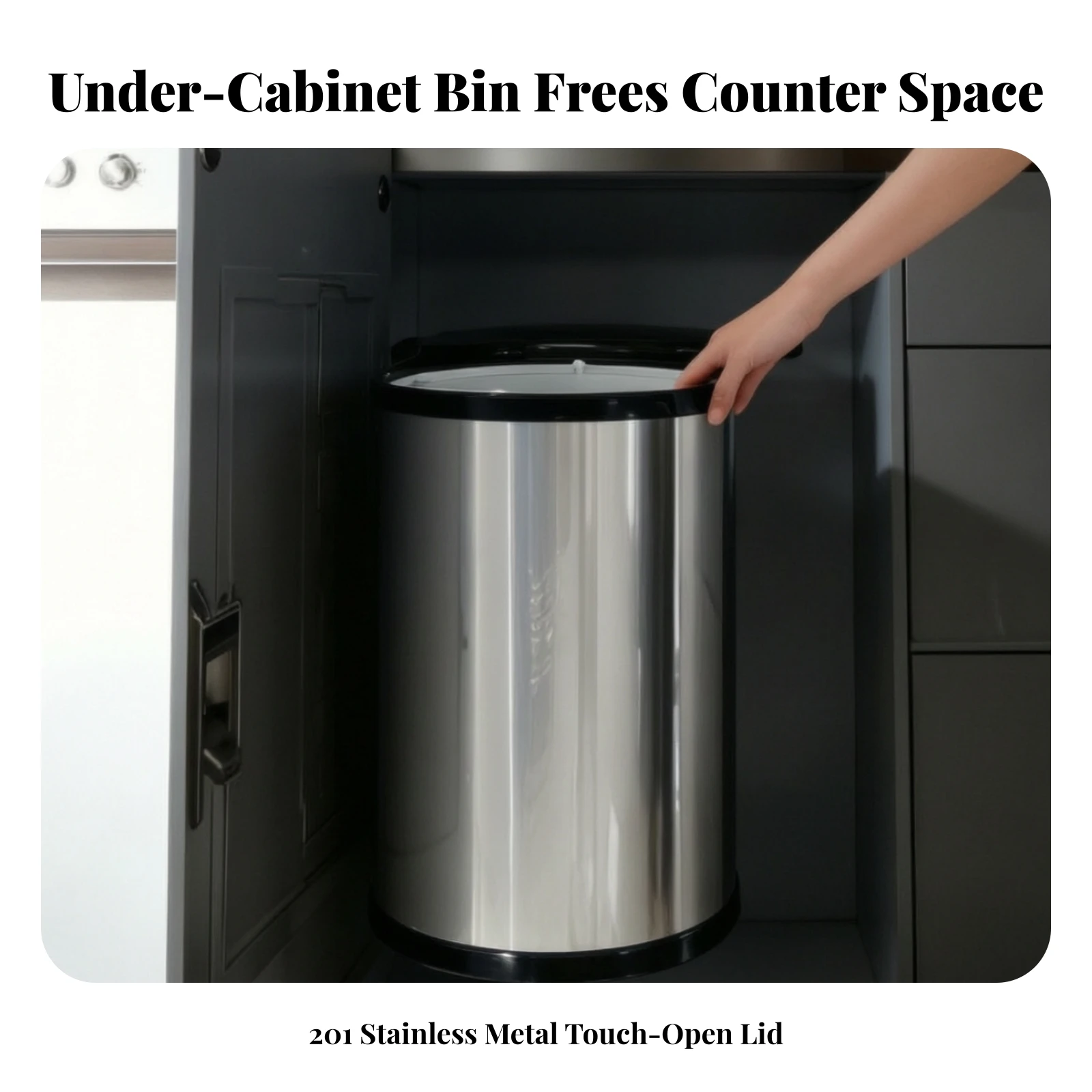 Trash Bin with Door Linkage Built-in Cabinet Trash Bin Stainless Steel Space-Saving for Homeowners, Kitchen Cabinets view 5