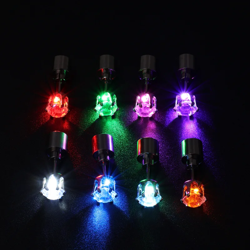 1pc Fashion Colorful Luminous LED Earrings Men Women Bar Rave Wedding Party Ear Zircon Studs Jewelry Colorful Glowing Earring