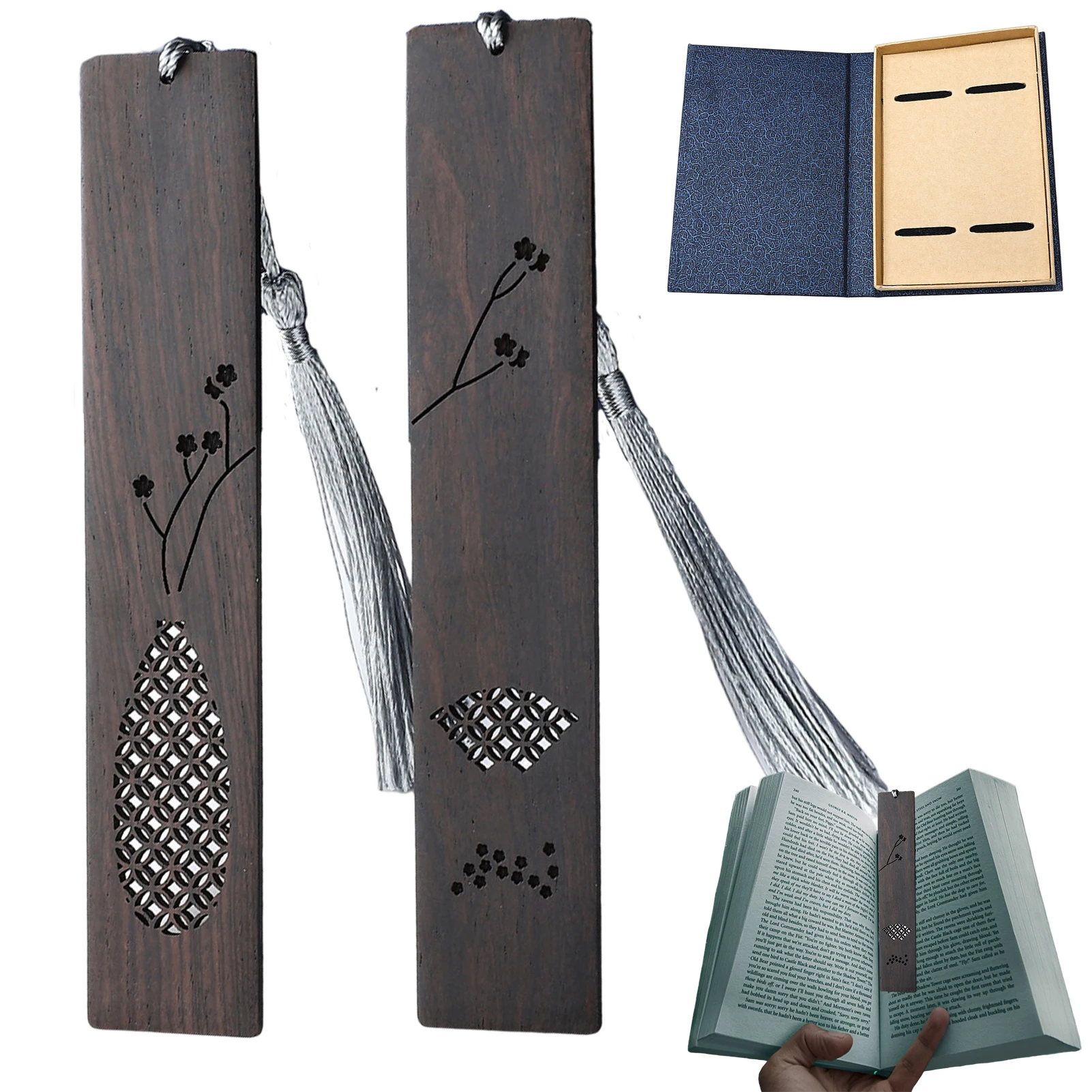 ที่คั่นหนังสือทำจากไม้สำหรับนักเรียนวันเกิดของผู้ชายผู้หญิงกล่องของขวัญที่สวยงามดีไซน์แบบคัตเอาท์ทำด้วยมือแกะสลักสำหรับคุณครู