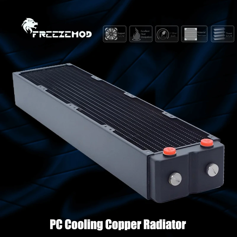 FREEZEMOD Radiator 480 65mm, Red Copper/ 3 Layers/120mm Fan Computer Water Cooling Liquild Cooler Heat-exchanger, TSRP-HP65-480
