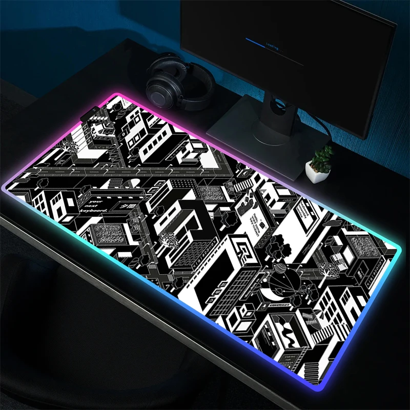 Rgb Mousepad Eenvoudige Lijn Muismat Gamer Rubber Computermuismat Led Game Hd Print Toetsenbordmat Vergrendeling Rand Bureaumatten Xxl