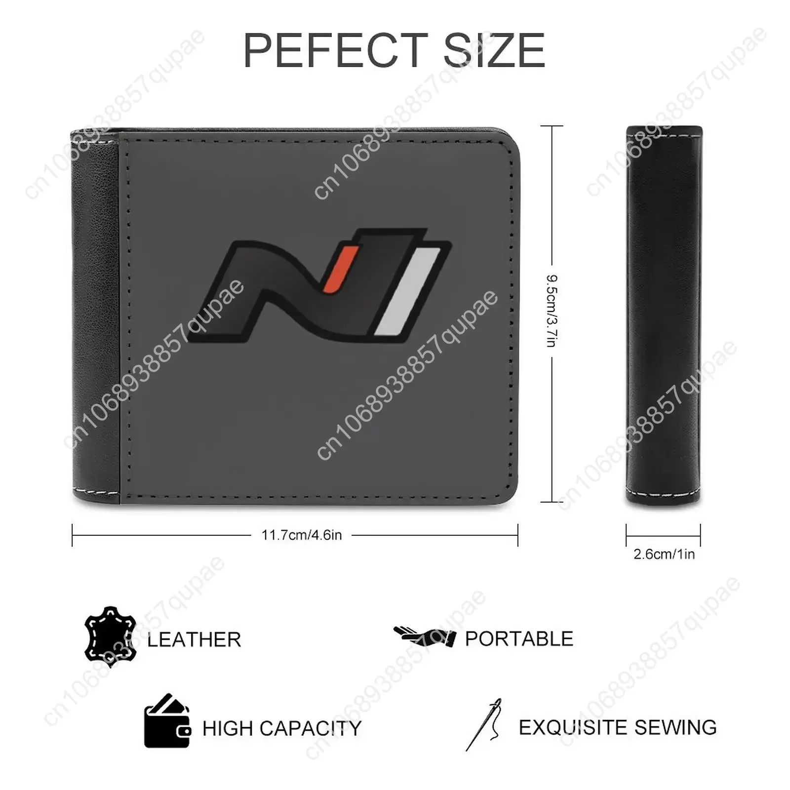 Hyundai N Performance Logo Dark Men's Wallet Leather Purse Holder Credit Card Short Wallet Hyundai I30N I30 I20 Veloster N Line