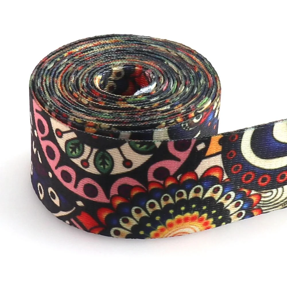 5 Yard 38mm Beautiful Pattern Ribbon Folk Style Webbing for Purse Strap Key Fob Bag Handle Cotton Webbing