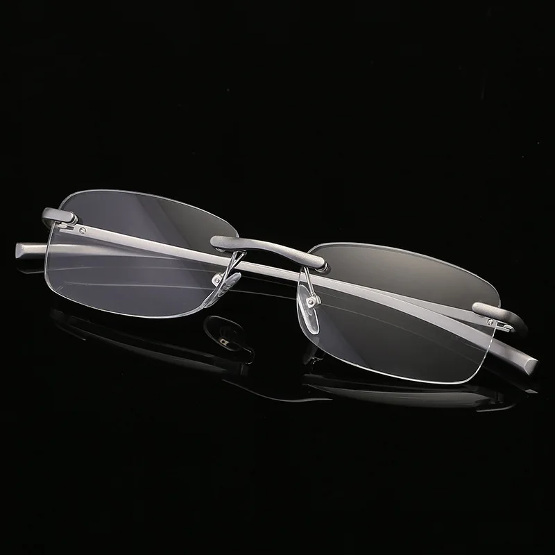 Al-Mg Alloy Men Rimless Reading Glasses Women Presbyopic Glasses TR90 Frame Anti Blue Light Diopters Lenses Prescription Eyewear