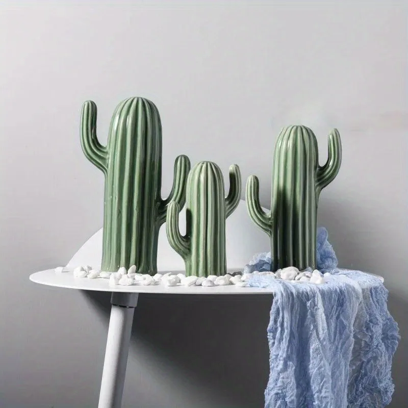 

Green Style Creative Ceramic Cactus Ornaments Living Room Desktop Decoration Simulation Green Plant Ornaments Home Decoration