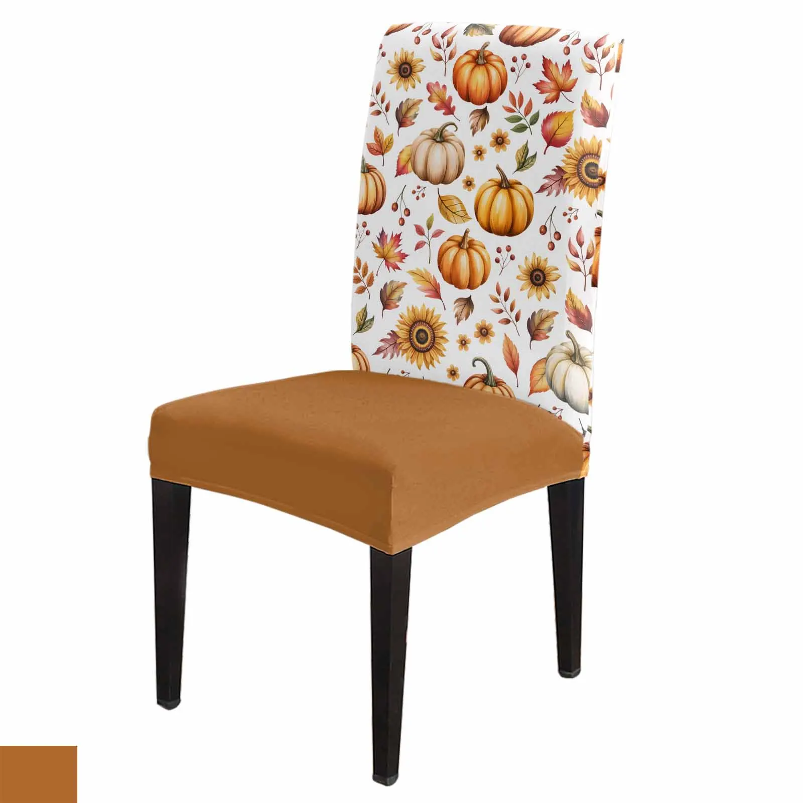 

Autumn Harvest Pumpkins Sunflowers Spandex Chair Cover Office Banquet Chair Protector Cover Stretch Chair Cover for Dining Room