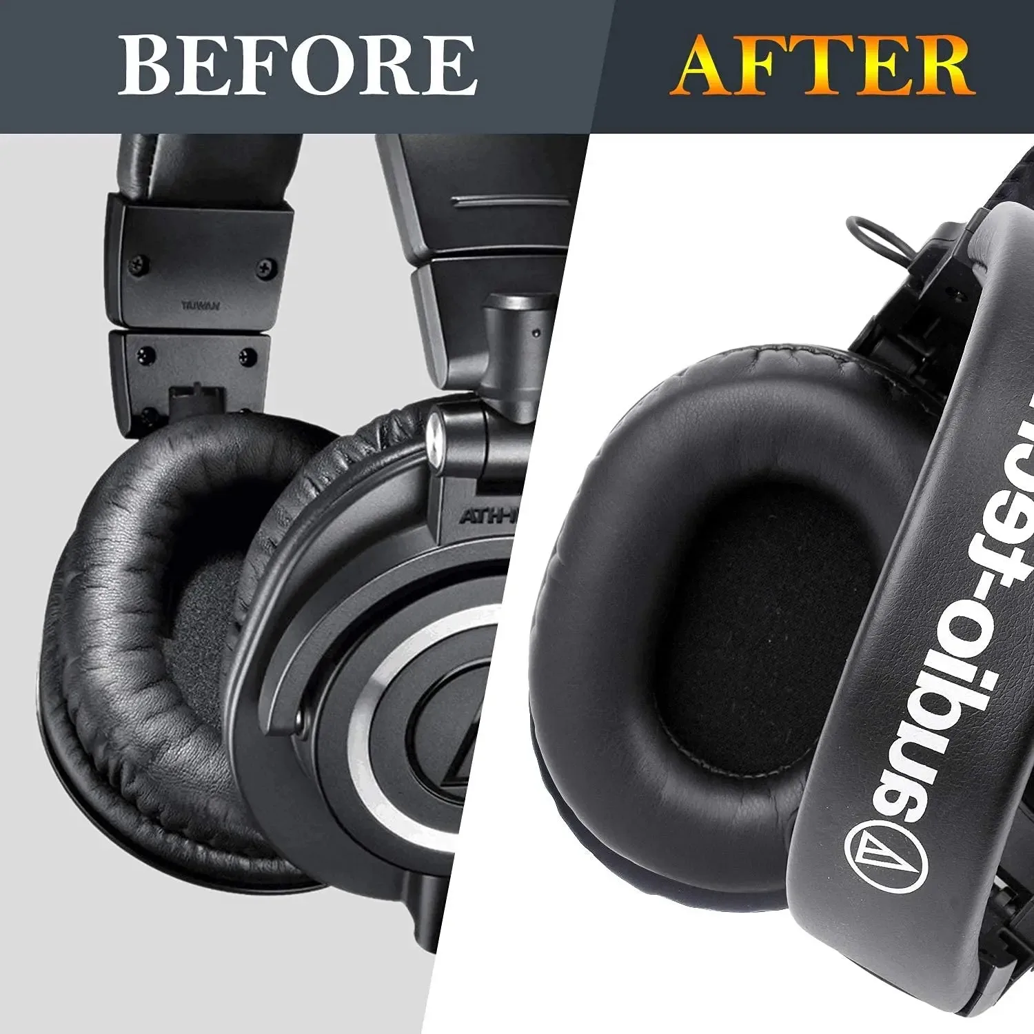 Replacement Earpads for Audio-Technica ATH M50X M40X M30X M20X Monitor Headphones with Protein Leather & Memory Foam Ear Cushion