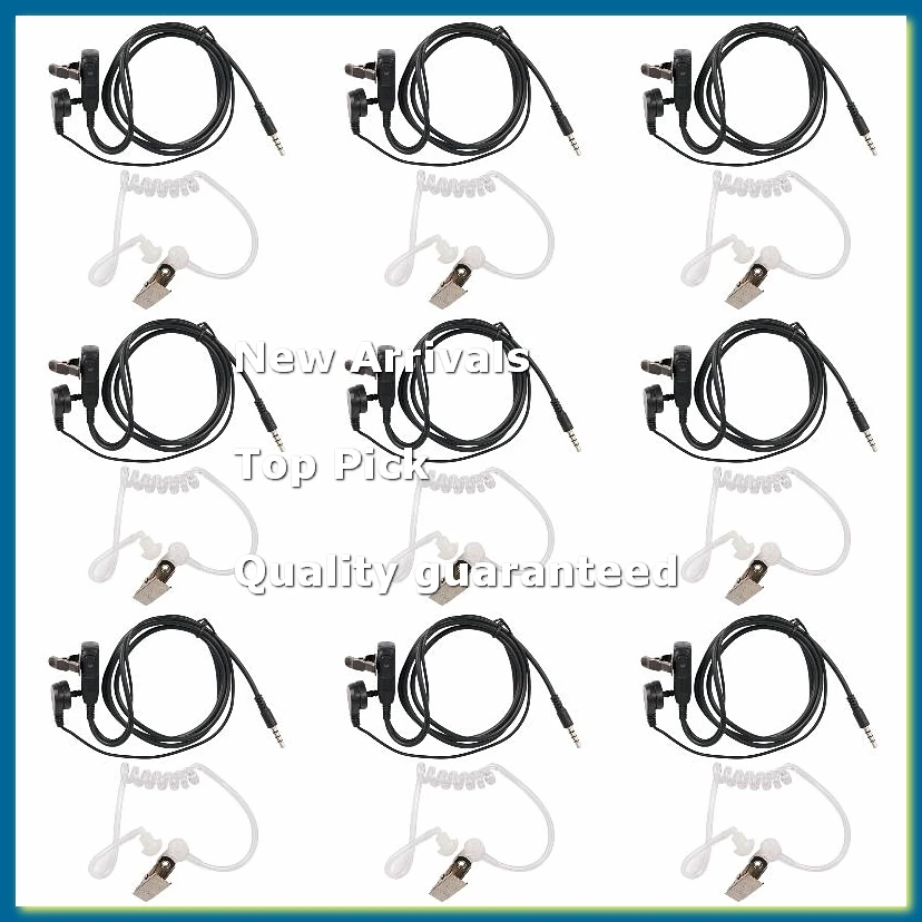 6Pack X(Surveillance Security Clear Coiled Acoustic Air Tube Earpiece PTT for Mobile Phone Headset