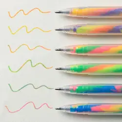 Sparkly Gel Pens 6 Colors Fine Point Rainbow Gradient Pens For Highlighting On Markers Grip Colored Pencils For Paintings