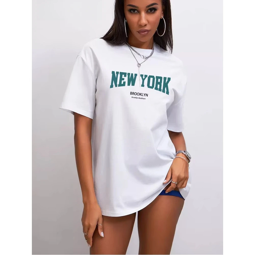 

2025 Gothic Letter-printed Cotton T-shirt Women's Summer Loose Plus Size Casual Comfortable Women's Clothing Short Sleeves
