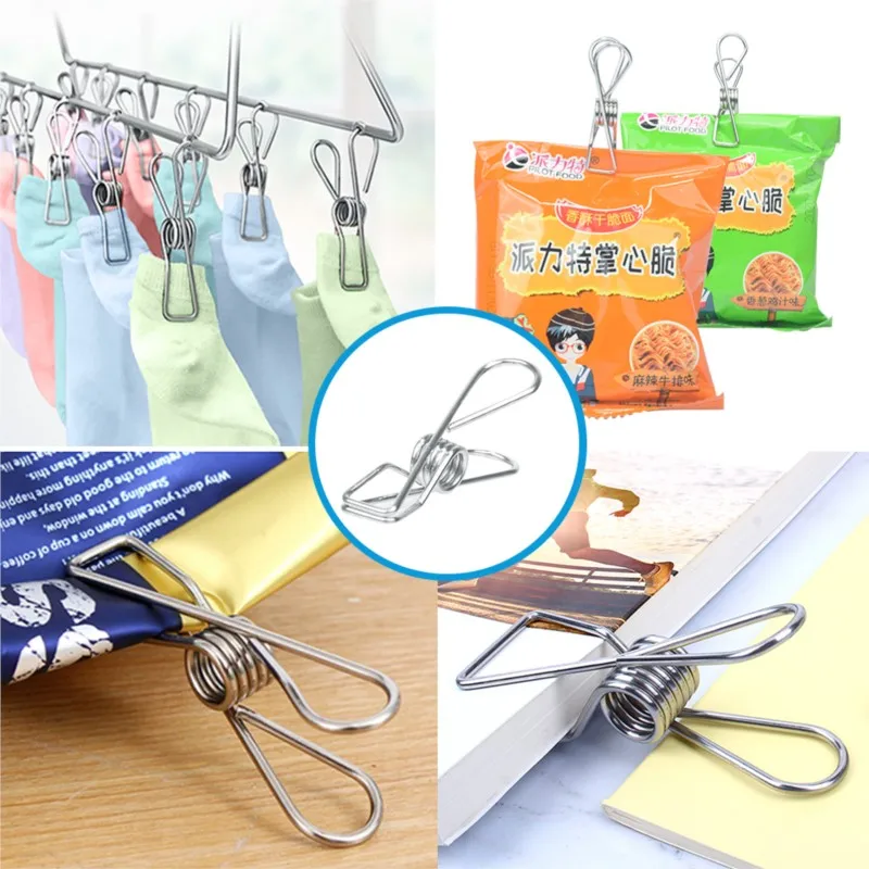 Pinzas de acero inoxidable para ropa, pinzas de Metal para lavar ropa, herramienta de almacenamiento para el hogar, 10-100 piezas, Clips de 6cm